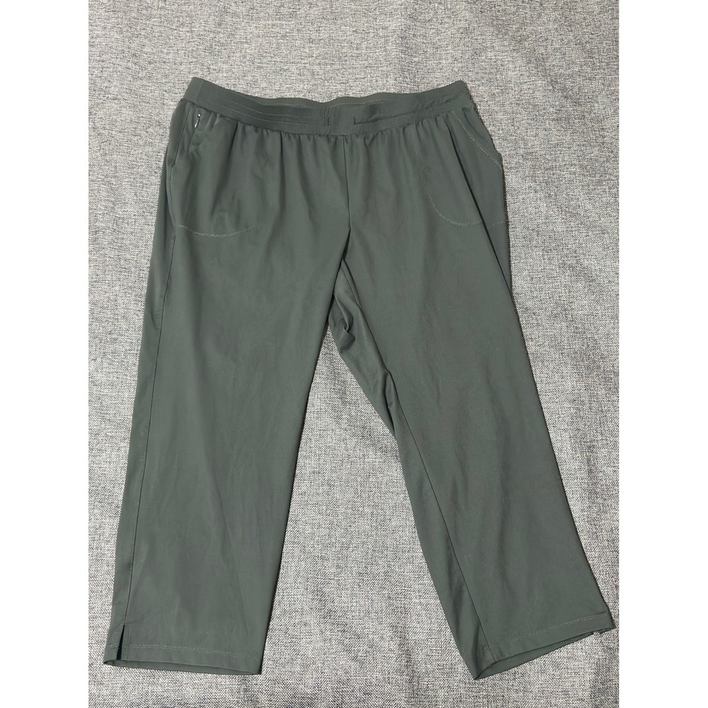 Zac & Rachel Women 2X Crop Pants Dark Olive Green Stretch Elastic Waist
